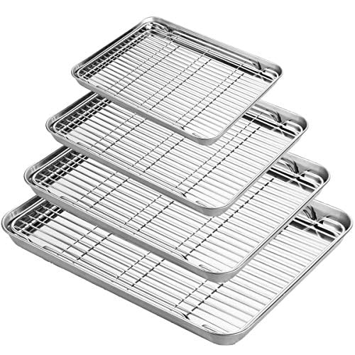 Rust Free & Dishwasher Safe Stainless Steel Baking Pan Tray and Rack Set